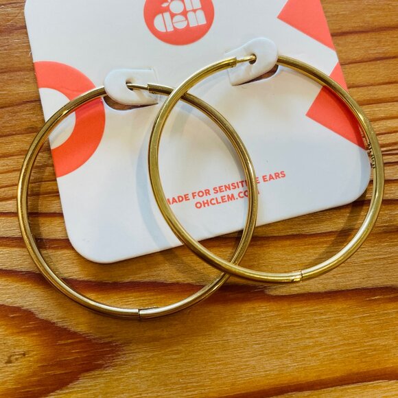 NWT Oh Clementine Large Gold Hoop Earrings - Picture 3 of 4